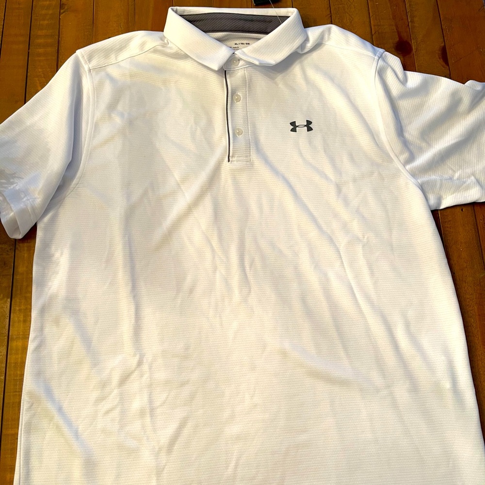 New men’s under armour  XL white polo shirt